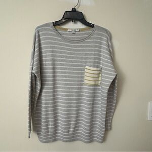 Boden Gray Striped Sweater with Yellow Trim